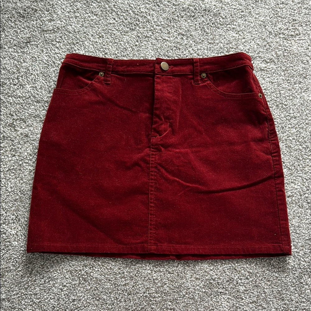 Corduroy Burgundy Mini Skirt
